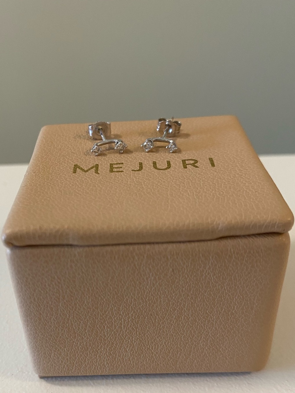 Mejuri Tiny Stacked Diamond Stud 14K White Gold Like New